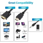 HDMI to VGA Adapter Cable with Audio, Length 1.8m - Image 4