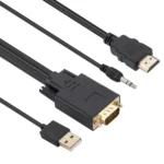 VGA to HDMI Adapter Cable with Audio Band Power Supply, Length: 1.8m