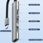 USB-C / Type-C to 3.5mm + 2USB + Type-C HUB Docking Station - Image 3