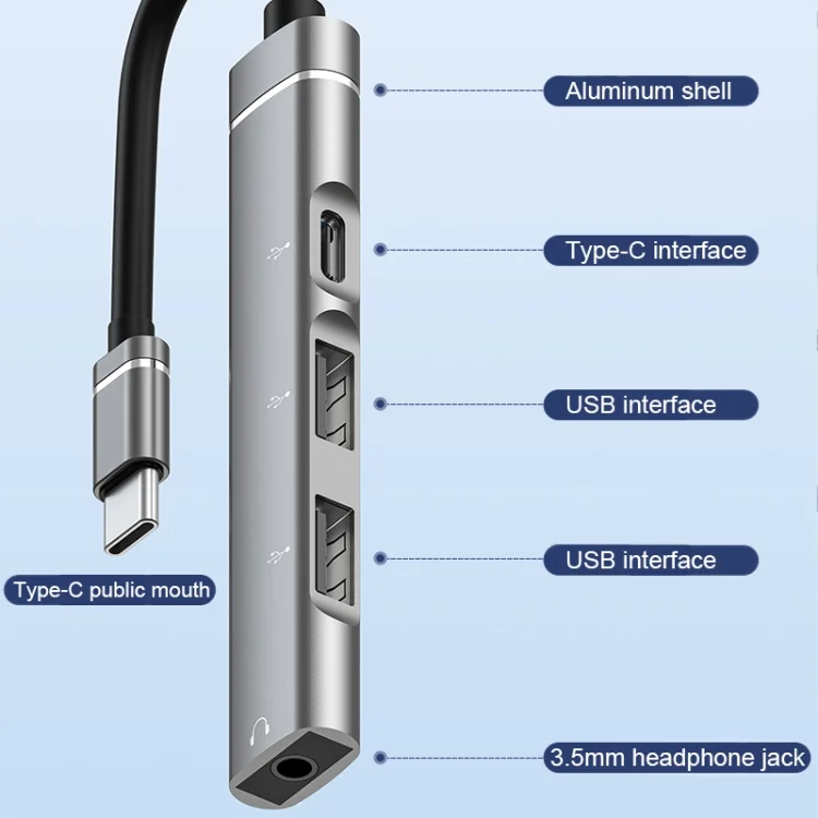 EDA003916101_B2.webp USB-C / Type-C to 3.5mm + 2USB + Type-C HUB Docking Station - Image 3