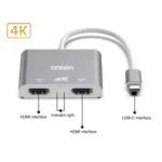 Onten OTN-9175B 4K USB-C / Type-C to Dual HDMI Output Converter - Image 3