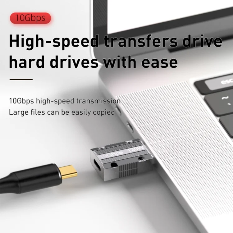 EDA004258701A_1.webp 120W Type-C Female to USB 3.0 Male Zinc Alloy Straight Adapter - Image 2