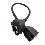 RJ45 Female to Female LAN Extension Cable with Screw Lock - Image 3