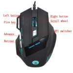 HXSJ A868 7-Keys Colorful Luminous Wired Mouse with Fire Button - Image 3