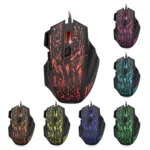HXSJ A874 7-keys Flowing Water Crack Colorful Luminous Wired Gaming Mouse - Image 2