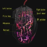 HXSJ A874 7-keys Flowing Water Crack Colorful Luminous Wired Gaming Mouse - Image 5