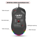 HXSJ X300 7200DPI RGB Backlight Interchangeable Back Cover Hole Gaming Wired Mouse - Image 3