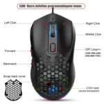 HXSJ X300 7200DPI RGB Backlight Interchangeable Back Cover Hole Gaming Wired Mouse - Image 4