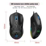 HXSJ X300 7200DPI RGB Backlight Interchangeable Back Cover Hole Gaming Wired Mouse - Image 6