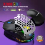 HXSJ X300 7200DPI RGB Backlight Interchangeable Back Cover Hole Gaming Wired Mouse - Image 7