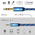 EMK 3.5mm Jack Male to 6.35mm Jack Male Gold Plated Connector Nylon Braid AUX Cable for Computer / X-BOX / PS3 / CD / DVD - Image 5