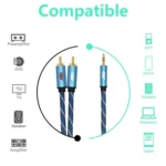 EMK 3.5mm Jack Male to 2 x RCA Male Gold Plated Connector Speaker Audio Cable - Image 5
