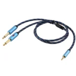 EMK 3.5mm Jack Male to 2 x 6.35mm Jack Male Gold Plated Connector Nylon Braid AUX Cable for Computer / X-BOX / PS3 / CD / DVD - Image 3