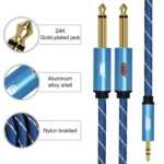 EMK 3.5mm Jack Male to 2 x 6.35mm Jack Male Gold Plated Connector Nylon Braid AUX Cable for Computer / X-BOX / PS3 / CD / DVD - Image 5
