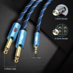 EMK 3.5mm Jack Male to 2 x 6.35mm Jack Male Gold Plated Connector Nylon Braid AUX Cable for Computer / X-BOX / PS3 / CD / DVD - Image 7