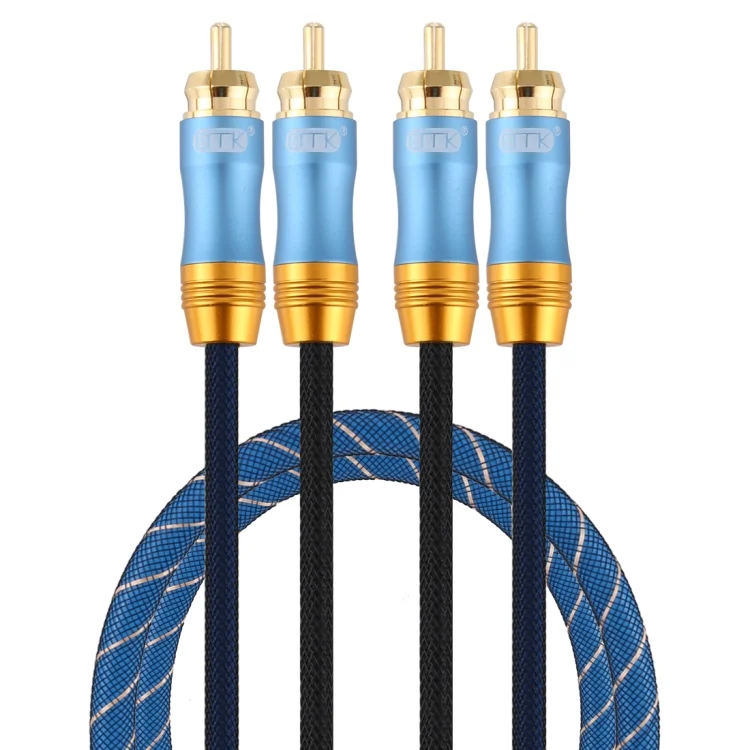 EMK 2 x RCA Male to 2 x RCA Male Gold Plated Connector Nylon Braid Coaxial Audio Cable for TV / Amplifier / Home Theater / DVD