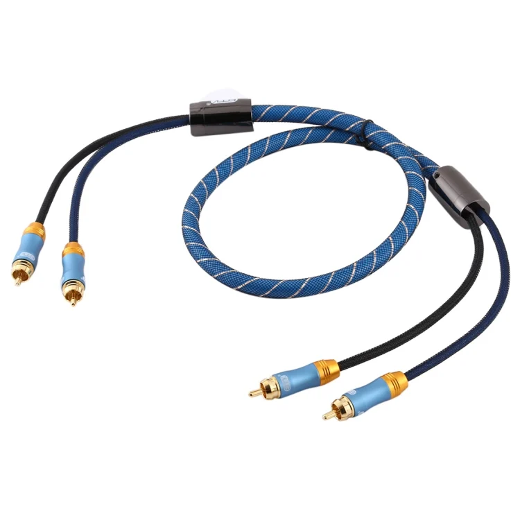 EDA00466501A_2.webp EMK 2 x RCA Male to 2 x RCA Male Gold Plated Connector Nylon Braid Coaxial Audio Cable for TV / Amplifier / Home Theater / DVD - Image 3