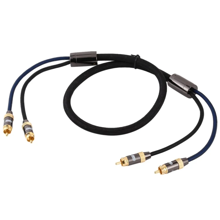 EDA00467001A_2.webp EMK 2 x RCA Male to 2 x RCA Male Gold Plated Connector Nylon Braid Coaxial Audio Cable for TV / Amplifier / Home Theater / DVD - Image 3