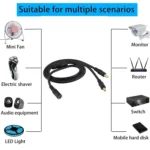5.5 x 2.5mm 1 to 2 Female to Male Plug DC Power Splitter Adapter Power Cable, Cable Length: 70cm - Image 5