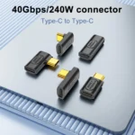 40Gbps 240W USB-C / Type-C Female to USB-C / Type-C Male Side Bend Adapter - Image 2