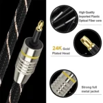 EMK Square Port to Round Port Set-top Box Digital Audio Optical Fiber Connecting Cable - Image 4