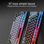 XUNFOX K10 87-Keys Rainbow Blacklit USB Wired Gaming Keyboard, Cable Length: 1.5m - Image 5