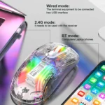 XUNFOX XYH20RGB 2.4G + BT + Wired Transparent 2400DPI RGB Light Gaming Mouse - Image 7