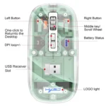 HXSJ T900 Transparent Magnet Three-mode Wireless Gaming Mouse - Image 4