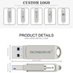 MicroDrive 2 In 1 Lightning + USB2.0 Portable Metal USB Flash Disk - Image 4
