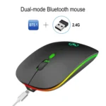HXSJ T18 2.4GHZ 1600dpi Dual-mode Light-emitting Wireless Mouse USB + Bluetooth 5.1 Rechargeable - Image 3