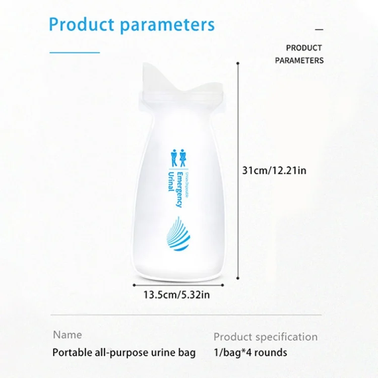 EDA0056453_4.webp 4pcs / Set Vehicle Emergency Urine Bags Unisex Disposable Portable Toilet 700ml - Image 5