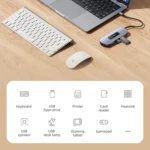 USAMS US-SJ643 PD100W 8 in 1 Aluminum Alloy Multifunctional Type-C HUB with Light - Image 3