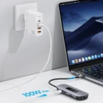 USAMS US-SJ643 PD100W 8 in 1 Aluminum Alloy Multifunctional Type-C HUB with Light - Image 5