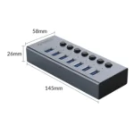 ORICO BT2U3-7AB-GY-BP 7 Ports USB 3.0 HUB with Individual Switches - Image 3