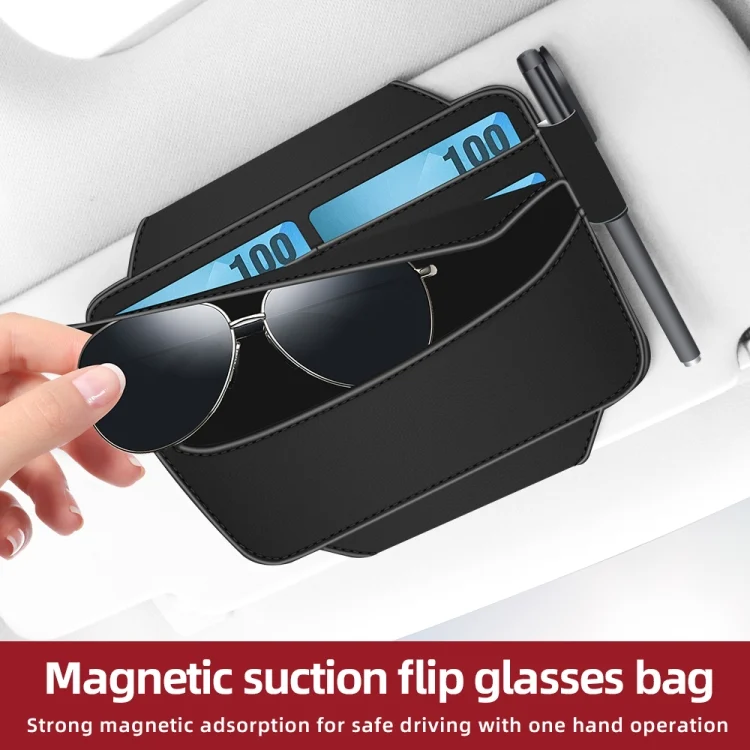 EDA0057541_B1.webp 3073 Napa Texture Leather Car Removable Glasses Storage Bag - Image 2