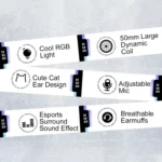 AWEI GM-9 Cat Ear Colorful Light Wired Gaming Headset with Mic - Image 3