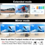 KC-KVM203DH 8K 30Hz USB3.0 DP+DP+HDMI Triple Monitors KVM Switch, EU Plug - Image 3