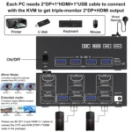 KC-KVM203DH 8K 30Hz USB3.0 DP+DP+HDMI Triple Monitors KVM Switch, EU Plug - Image 6