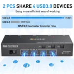 KC-KVM302AS 4K 60Hz USB3.0 / HDMI Dual Monitors KVM Switch, EU Plug - Image 6