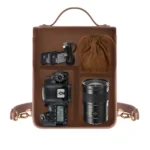 Cwatcun D81 Retro Camera Crossbody Bag Vintage PU Leather Waterproof Camera Handbag - Image 3
