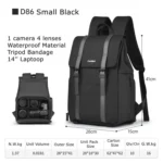 Cwatcun D86 Camera Backpack DSLR Mirrorless Camera Waterproof Bag - Image 2