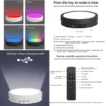 22cm Colorful LED Light Electric Rotating Display Stand Turntable - Image 3