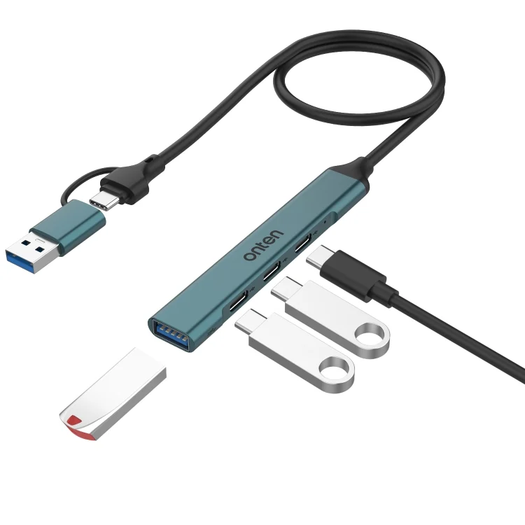 Onten UCA9703 4 in 2 USB 3.0 + Type-C to 3 Type-C + USB HUB Docking Station