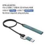 Onten UCA9703 4 in 2 USB 3.0 + Type-C to 3 Type-C + USB HUB Docking Station - Image 2