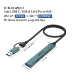 Onten UCA9703 4 in 2 USB 3.0 + Type-C to 3 Type-C + USB HUB Docking Station - Image 4