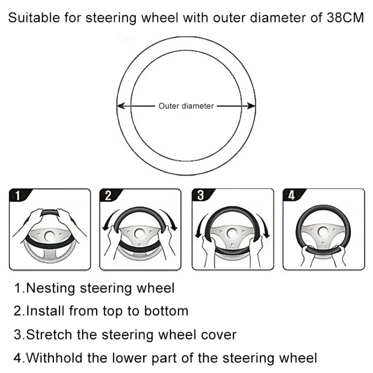 EDA0060079_B4.webp Super Fiber Leather Car Universal Anti-skid Steering Wheel Cover, Diameter: 38cm - Image 5