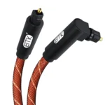 EMK 90 Degree Swivel Adjustable Right Angled 360 Degrees Rotatable Pulg Nylon Woven Mesh Optical Audio Cable - Image 2
