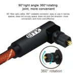 EMK 90 Degree Swivel Adjustable Right Angled 360 Degrees Rotatable Pulg Nylon Woven Mesh Optical Audio Cable - Image 5