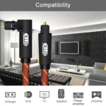 EMK 90 Degree Swivel Adjustable Right Angled 360 Degrees Rotatable Pulg Nylon Woven Mesh Optical Audio Cable - Image 9