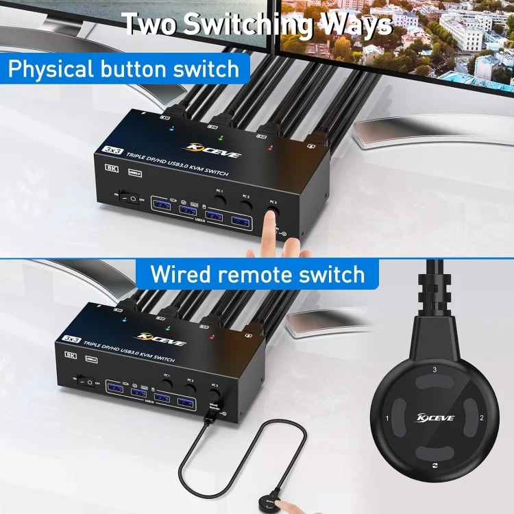 EDA0062087_B4.webp KC-KVM303DH 8K 60Hz USB3.0 DP+DP+HDMI Triple Monitors KVM Switch - Image 5
